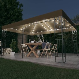 Double roof gazebo and taupe gray LED light strip 3x4 m 180 g/m² by vidaXL, Tents and gazebos - Ref: Foro24-3070313, Price: 4...