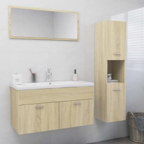 Badezimmermöbel-Set aus Sonoma-Eichenholzwerkstoff von vidaXL, Badezimmermöbel - Ref: Foro24-3070976, Preis: 164,77 €, Rabatt: %