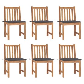 Garden chairs 6 units with solid teak wood cushions by vidaXL, Garden chairs - Ref: Foro24-3073115, Price: 631,98 €, Discount: %