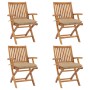 Folding garden chairs 4 pcs solid teak wood with cushions by vidaXL, Garden chairs - Ref: Foro24-3072741, Price: 491,99 €, Di...