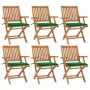 Folding garden chairs 6 pcs solid teak wood with cushions by vidaXL, Garden chairs - Ref: Foro24-3072755, Price: 737,85 €, Di...