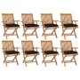 Folding garden chairs 8 pcs solid teak wood with cushions by vidaXL, Garden chairs - Ref: Foro24-3072800, Price: 1,00 €, Disc...