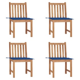 Garden chairs, set of 4, made of solid teak wood with cushions. by vidaXL, Garden chairs - Ref: Foro24-3073098, Price: 418,21...