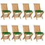 Garden chairs 8 pcs solid teak wood with green cushions by vidaXL, Garden chairs - Ref: Foro24-3072937, Price: 504,05 €, Disc...