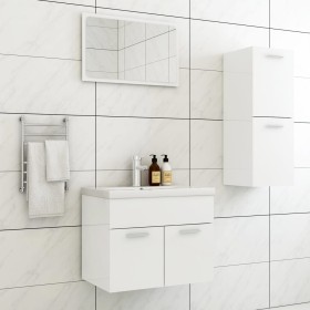 Glossy white engineered wood bathroom furniture set by vidaXL, Bathroom furniture - Ref: Foro24-3071006, Price: 99,41 €, Disc...