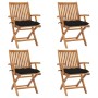 Folding garden chairs 4 pcs solid teak wood with cushions by vidaXL, Garden chairs - Ref: Foro24-3072746, Price: 507,16 €, Di...