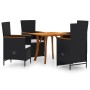 5-piece black garden dining set by vidaXL, Garden sets - Ref: Foro24-3071894, Price: 587,68 €, Discount: %