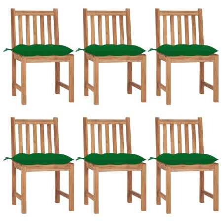 Garden chairs, 6 units, solid teak wood with cushions. by vidaXL, Garden chairs - Ref: Foro24-3073135, Price: 617,35 €, Disco...