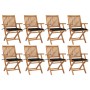 Folding garden chairs 8 pcs solid teak wood with cushions by vidaXL, Garden chairs - Ref: Foro24-3072784, Price: 843,59 €, Di...