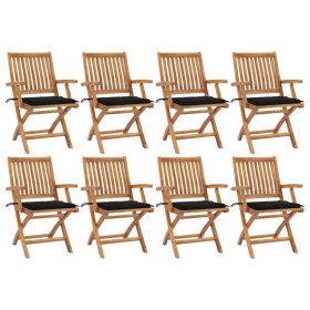 Folding garden chairs 8 pcs solid teak wood with cushions by vidaXL, Garden chairs - Ref: Foro24-3072784, Price: 843,99 €, Di...