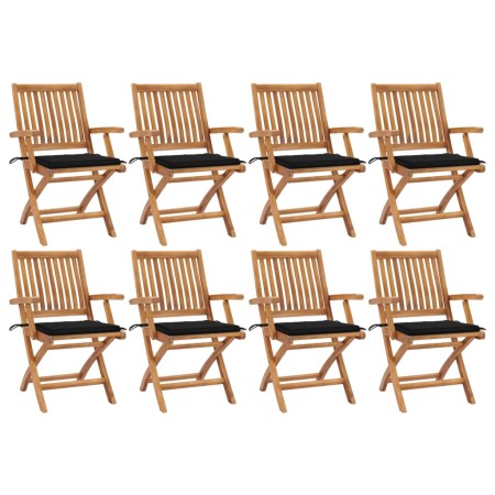 Folding garden chairs 8 pcs solid teak wood with cushions by vidaXL, Garden chairs - Ref: Foro24-3072784, Price: 843,99 €, Di...