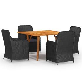 Juego de comedor para jardín 5 piezas negro de vidaXL, Conjuntos de jardín - Ref: Foro24-3071962, Precio: 673,99 €, Descuento: %