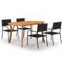 Juego de comedor de jardín 5 piezas negro de vidaXL, Conjuntos de jardín - Ref: Foro24-3072037, Precio: 341,99 €, Descuento: %