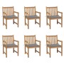 Garden chairs 6 pcs solid teak wood gray cushions by vidaXL, Garden chairs - Ref: Foro24-3073032, Price: 776,30 €, Discount: %