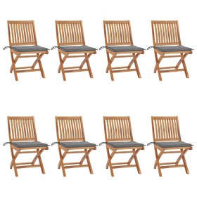 Folding garden chairs 8 pcs solid teak wood with cushions by vidaXL, Garden chairs - Ref: Foro24-3072862, Price: 727,80 €, Di...