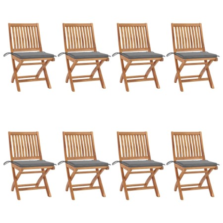 Folding garden chairs 8 pcs solid teak wood with cushions by vidaXL, Garden chairs - Ref: Foro24-3072862, Price: 727,80 €, Di...