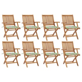 Folding garden chairs 8 pcs solid teak wood with cushions by vidaXL, Garden chairs - Ref: Foro24-3072789, Price: 811,10 €, Di...