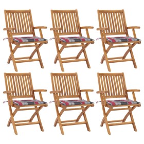 Folding garden chairs 6 pcs solid teak wood with cushions by vidaXL, Garden chairs - Ref: Foro24-3072763, Price: 606,99 €, Di...