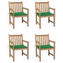 Garden chairs 4 pcs solid teak wood with green cushions by vidaXL, Garden chairs - Ref: Foro24-3073009, Price: 540,16 €, Disc...