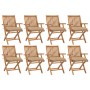 Folding garden chairs 8 pcs solid teak wood with cushions by vidaXL, Garden chairs - Ref: Foro24-3072795, Price: 984,40 €, Di...