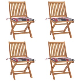 Folding garden chairs 4 pcs solid teak wood with cushions by vidaXL, Garden chairs - Ref: Foro24-3072820, Price: 336,99 €, Di...