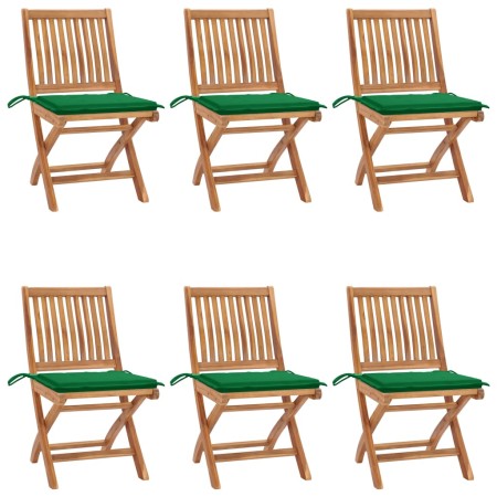 Folding garden chairs 6 pcs solid teak wood with cushions by vidaXL, Garden chairs - Ref: Foro24-3072839, Price: 507,30 €, Di...