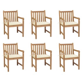 Garden chairs 6 pcs solid teak wood cream cushions by vidaXL, Garden chairs - Ref: Foro24-3073033, Price: 806,72 €, Discount: %