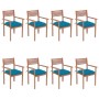 Stackable garden chairs 8 units teak wood with cushions by vidaXL, Garden chairs - Ref: Foro24-3072619, Price: 651,69 €, Disc...