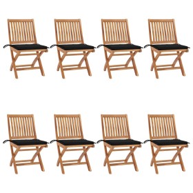 Folding garden chairs 8 pcs solid teak wood with cushions by vidaXL, Garden chairs - Ref: Foro24-3072868, Price: 673,99 €, Di...