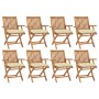 Folding garden chairs 8 pcs solid teak wood with cushions by vidaXL, Garden chairs - Ref: Foro24-3072794, Price: 984,40 €, Di...