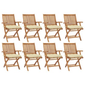 Folding garden chairs 8 pcs solid teak wood with cushions by vidaXL, Garden chairs - Ref: Foro24-3072794, Price: 954,99 €, Di...