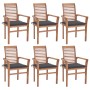 Dining chairs 6 pcs teak wood with anthracite gray cushions by vidaXL, Garden chairs - Ref: Foro24-3072946, Price: 587,99 €, ...