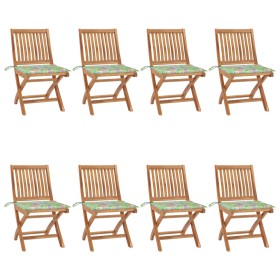 Folding garden chairs 8 pcs solid teak wood with cushions by vidaXL, Garden chairs - Ref: Foro24-3072873, Price: 670,99 €, Di...