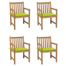 Garden chairs 4 pcs teak wood and bright green cushions by vidaXL, Garden chairs - Ref: Foro24-3073015, Price: 540,91 €, Disc...