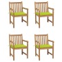 Garden chairs 4 pcs teak wood and bright green cushions by vidaXL, Garden chairs - Ref: Foro24-3073015, Price: 540,28 €, Disc...