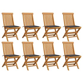 Garden chairs 8 pcs solid teak with anthracite gray cushions by vidaXL, Garden chairs - Ref: Foro24-3072917, Price: 541,14 €,...