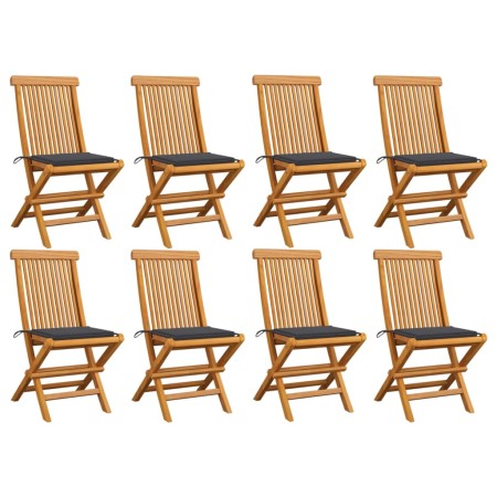 Garden chairs 8 pcs solid teak with anthracite gray cushions by vidaXL, Garden chairs - Ref: Foro24-3072917, Price: 526,99 €,...