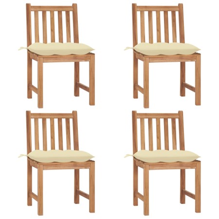 Garden chairs 4 units solid teak wood with cushions by vidaXL, Garden chairs - Ref: Foro24-3073105, Price: 418,68 €, Discount: %