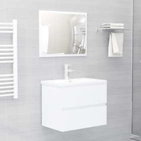 Weißes Badezimmermöbelset aus Holzwerkstoff von vidaXL, Badezimmermöbel - Ref: Foro24-3071675, Preis: 203,44 €, Rabatt: %