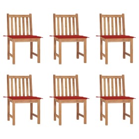 Garden chairs 6 units with solid teak wood cushions by vidaXL, Garden chairs - Ref: Foro24-3073121, Price: 599,99 €, Discount: %