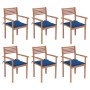 Stackable garden chairs 6 pcs teak wood with cushions by vidaXL, Garden chairs - Ref: Foro24-3072582, Price: 510,60 €, Discou...