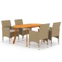 Juego de comedor para jardín de 5 piezas beige de vidaXL, Conjuntos de jardín - Ref: Foro24-3071985, Precio: 468,88 €, Descue...