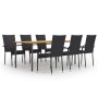 Garden Dining Furniture Set 7 Pieces Black PE Rattan by vidaXL, Garden sets - Ref: Foro24-3072502, Price: 533,68 €, Discount: %