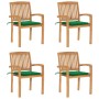 Stackable garden chairs 4 pcs teak wood with cushions by vidaXL, Garden chairs - Ref: Foro24-3073215, Price: 473,92 €, Discou...