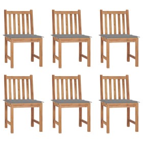 Garden chairs 6 units with solid teak wood cushions by vidaXL, Garden chairs - Ref: Foro24-3073116, Price: 600,99 €, Discount: %