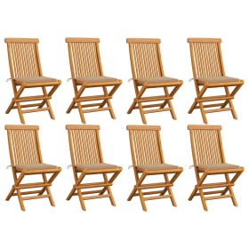 Garden chairs 8 units solid teak with beige cushions by vidaXL, Garden chairs - Ref: Foro24-3072920, Price: 543,17 €, Discoun...