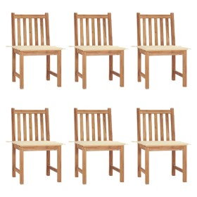 Garden chairs 6 units with solid teak wood cushions by vidaXL, Garden chairs - Ref: Foro24-3073117, Price: 611,82 €, Discount: %