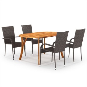 Juego de comedor para jardín 5 piezas marrón de vidaXL, Conjuntos de jardín - Ref: Foro24-3071999, Precio: 413,99 €, Descuent...