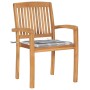 Stackable garden chairs 4 pcs teak wood with cushions by vidaXL, Garden chairs - Ref: Foro24-3073224, Price: 475,53 €, Discou...