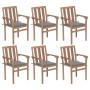 Stackable garden chairs, set of 6, made of solid teak wood with cushions. by vidaXL, Garden chairs - Ref: Foro24-3073407, Pri...